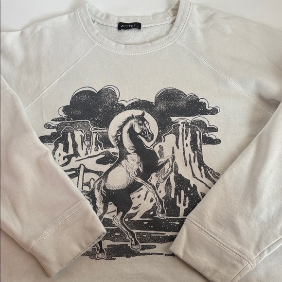 Zutter white cropped horse rearing graphic sweatshirt saguaro long sleeve - Picture 16 of 16